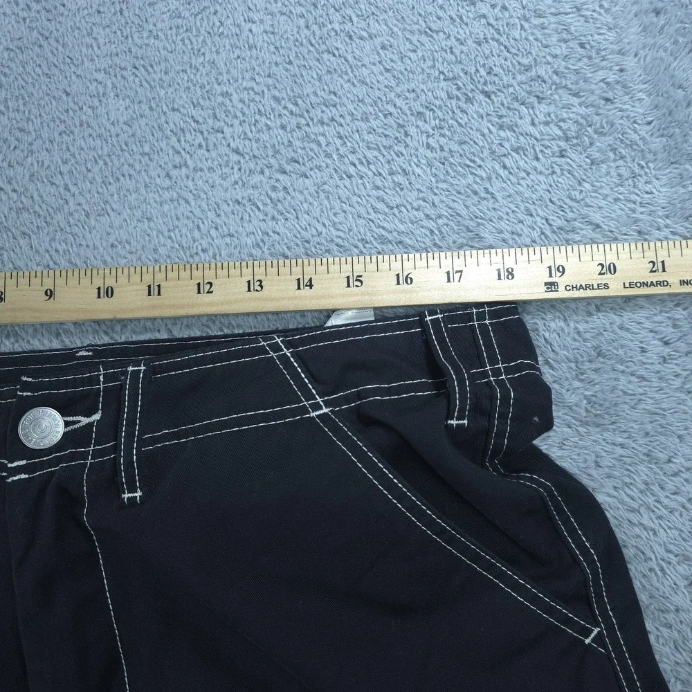 True Religion Cargo Pants Mens 34 Black Contrast Stitch Relaxed Fit Canvas